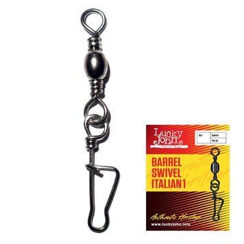 Вертлюжок с застежкой Lucky John Barrel Swivel Italian 1 001 5шт (5051-001) 5051-001 фото