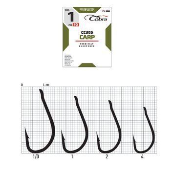 Гачки Cobra CARP сер. CC305 разм. 001/0 10шт. CC305-K010 фото