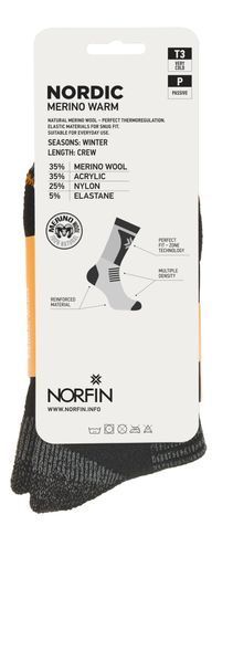 Шкарпетки Norfin T3P NORDIC MERINO WARM CREW (35% вовна, 35% акрил, 25% Ny, 5% эласт.) р.XL(45-47) 304736-04XL фото