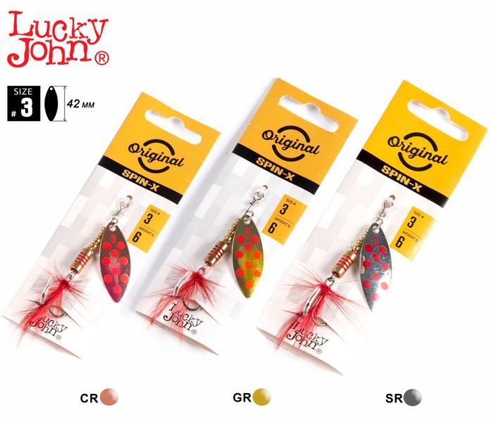 Блесны вращ. Lucky John SPIN X LONG 03 6,0 г CR/GR/SR 3шт. набор LJSL03-001SET фото