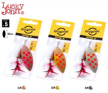 Блешня обертаються Lucky John SPIN X LONG 05 12,0г CR/GR/SR 3шт. набір LJSL05-001SET фото