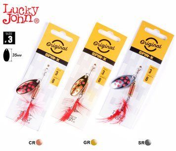 Блешні брех. Lucky John SPIN X ROUND 03 8,0г CR/GR/SR 3шт. набір LJSR03-001SET фото