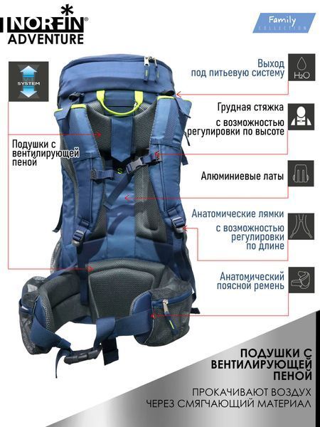 Рюкзак трекінговий Norfin ADVENTURE 65 65л / NFL NFL-40221 фото