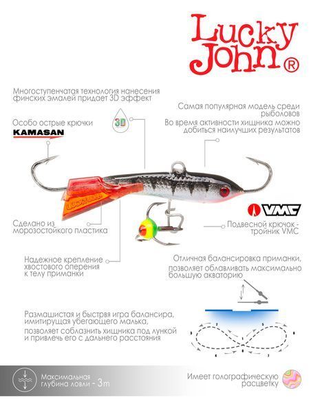 Балансир Lucky John CLASSIC 4.5 с тр. 50мм блистер 81451-12HRT фото