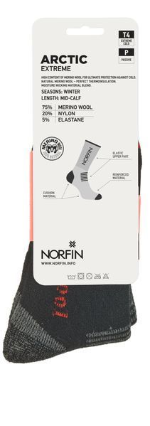 Шкарпетки Norfin T4P ARCTIC MERINO EXTREME CREW (75% вовна, 20% Ny, 5% эласт.) р.M(39-41) 304747-02M фото