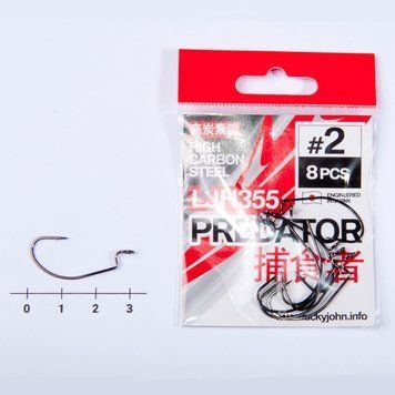 Крючки офсетные Lucky John PREDATOR сер. LJH355 разм.002 8шт. LJH355-002 фото