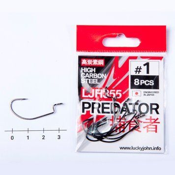 Гачки офсетні Lucky John PREDATOR сер. LJH355 розм.001 8шт. LJH355-001 фото