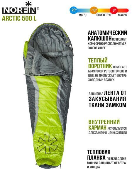 Мішок-кокон спальн. Norfin ARCTIC 500 -10&deg;- (-20&deg;) /5(85)см / NF/ L NF-30121 фото