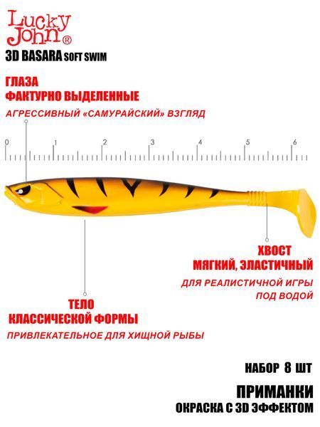 Виброхвосты LJ Pro Series 3D BASARA SOFT SWIM 06,35/PG11 8шт. 140402-PG11 фото