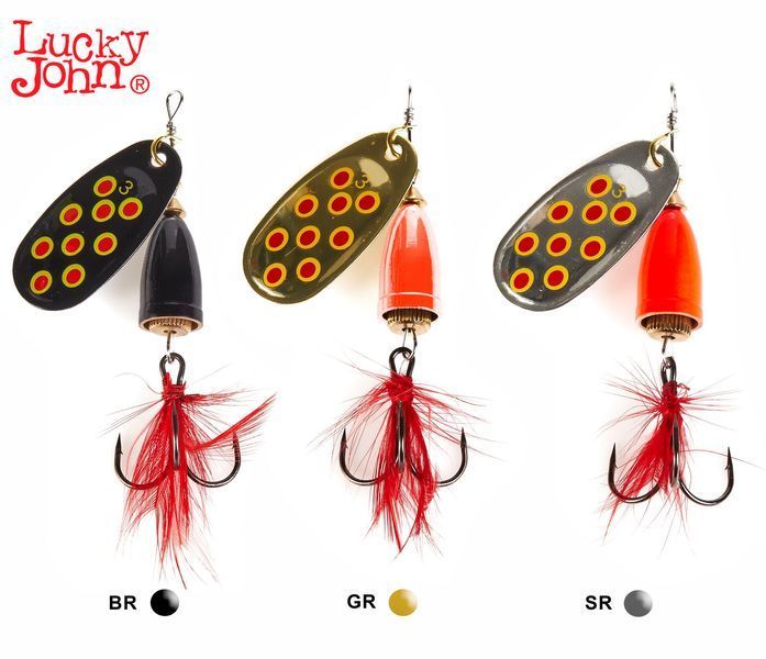Блешня оберталка Lucky John BELL SPIN 03 08.5г BRD/GRD/SRD 3шт. набір LJBS03-001SET фото