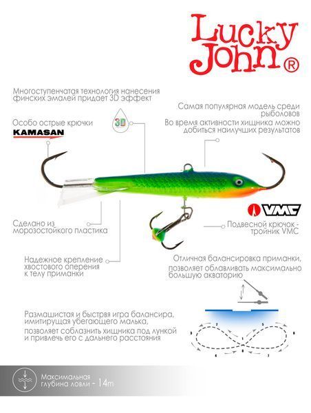 Балансир LJ CLASSIC 8 75мм / 10 (інд.уп) 81801-10 фото